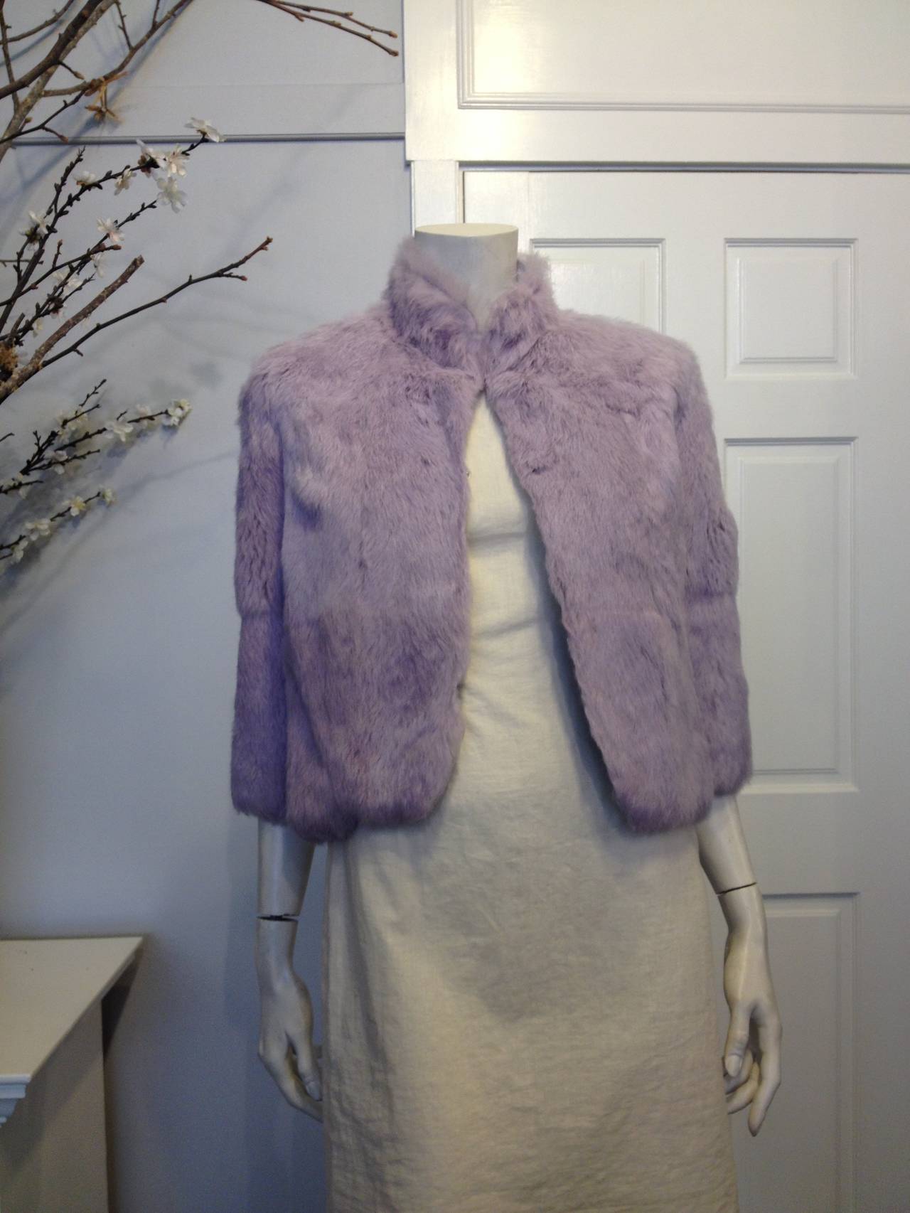 Matthew Williamson Lavender Fur Jacket In Excellent Condition In San Francisco, CA