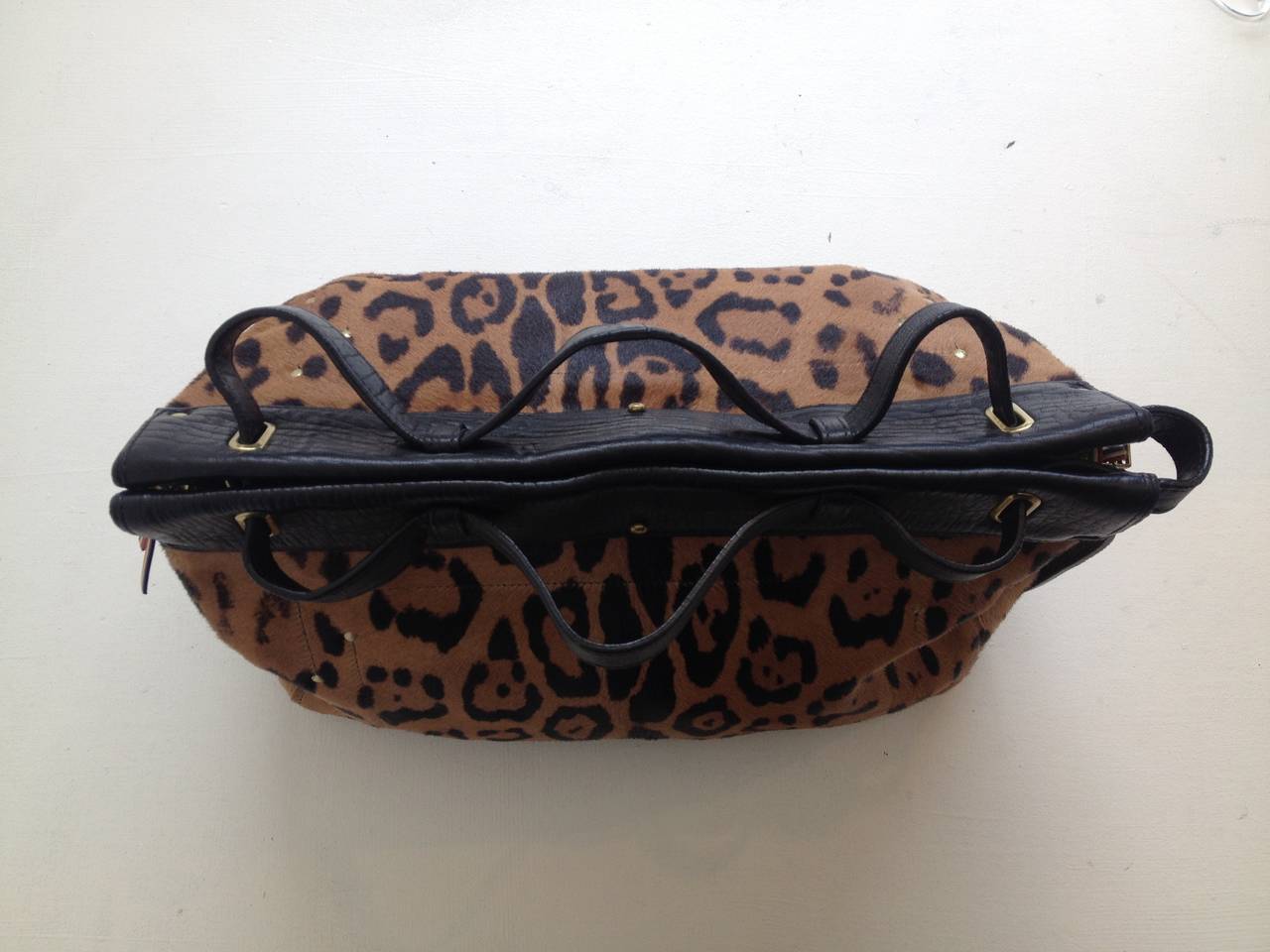 Jerome Dreyfuss Brown Leopard Pony Hair Carlos Handbag 2