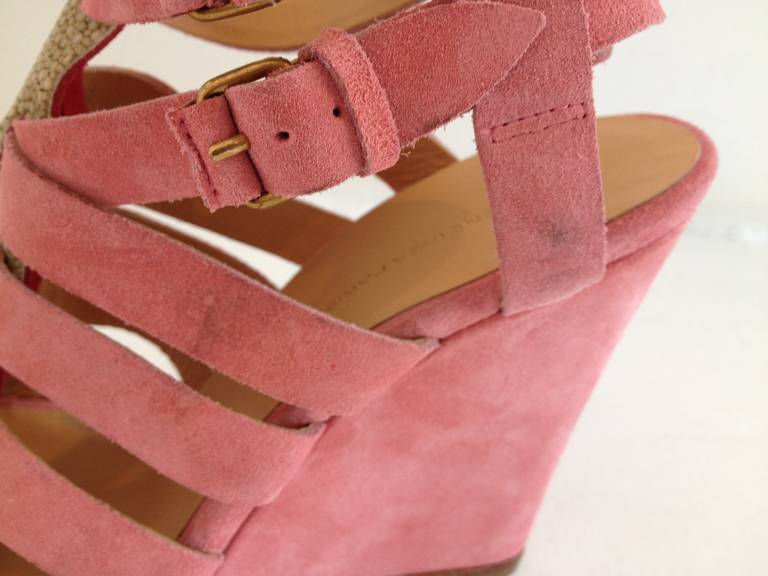 Balenciaga Pink Suede and Stingray Wedge In New Condition In San Francisco, CA