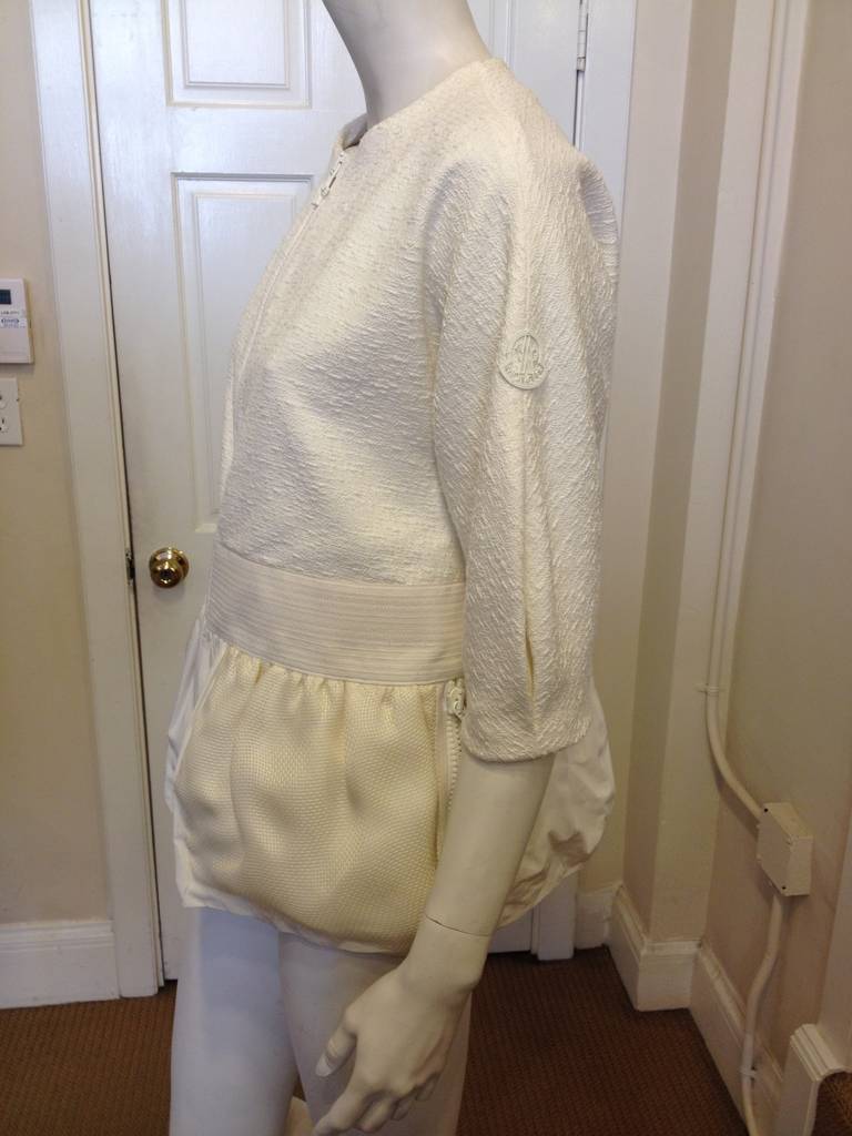 Moncler White Zip Jacket In Excellent Condition For Sale In San Francisco, CA