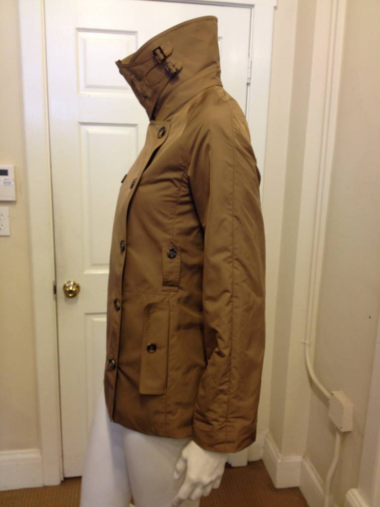 Yves Saint Laurent Khaki Double Breasted Rain Coat In Excellent Condition For Sale In San Francisco, CA