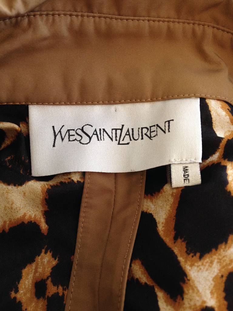 Yves Saint Laurent Khaki Double Breasted Rain Coat For Sale 2