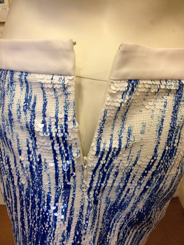 Kenzo Blue and White Sequin Miniskirt In New Condition In San Francisco, CA