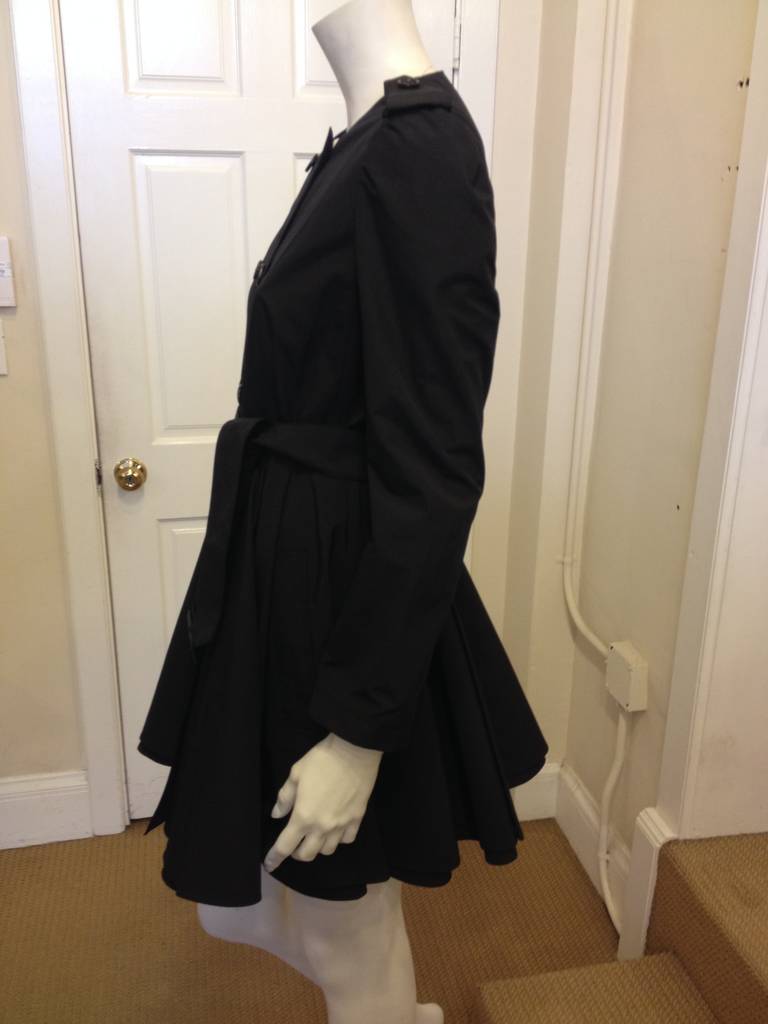 Prada Black Flared Coat In Excellent Condition In San Francisco, CA