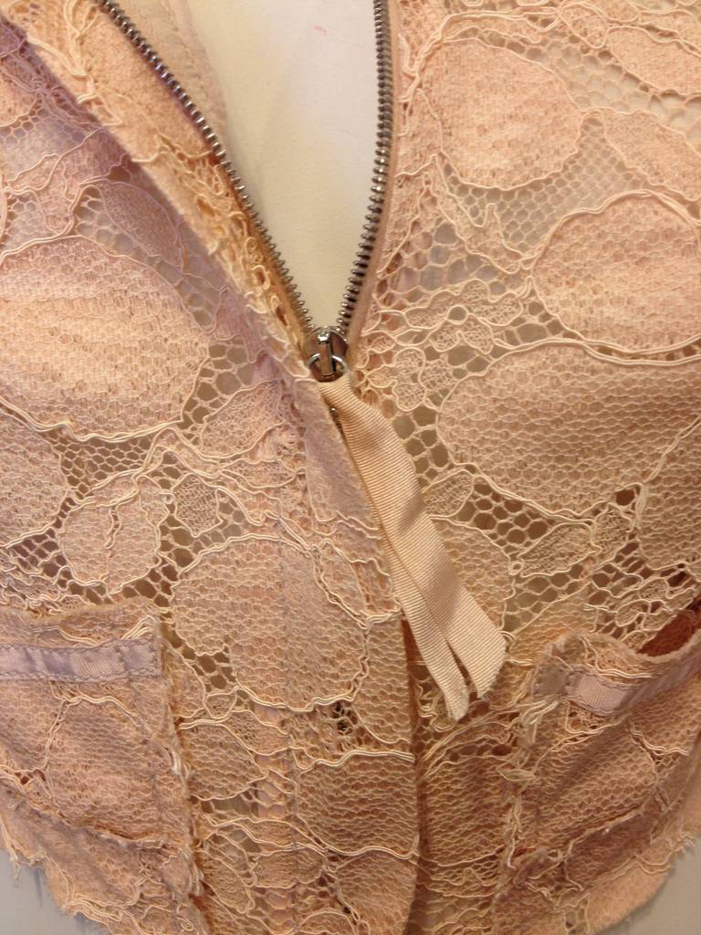 Nina Ricci Peach Lace Jacket In Excellent Condition In San Francisco, CA