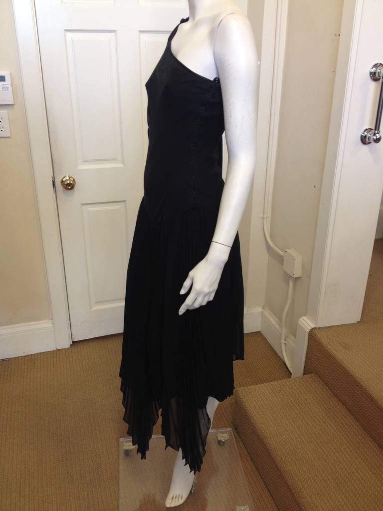Givenchy Black Pleated Chiffon Dress In Excellent Condition In San Francisco, CA