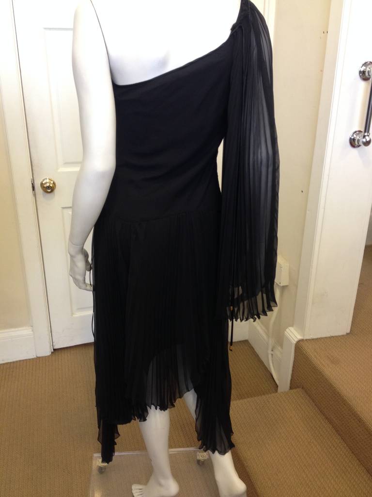 Givenchy Black Pleated Chiffon Dress 1