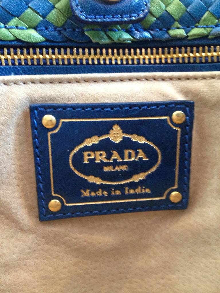 Prada Green and Blue Woven Limited Edition Purse 1