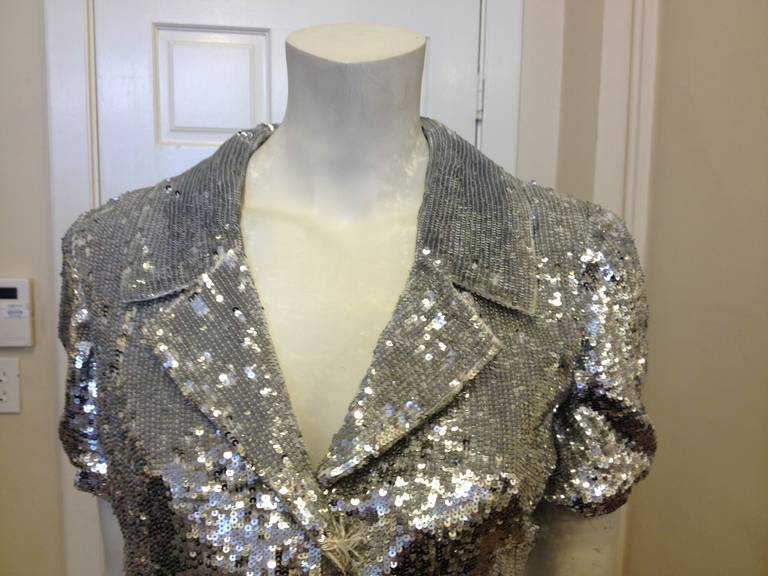 Valentino Silver Sequin Jacket In New Condition In San Francisco, CA