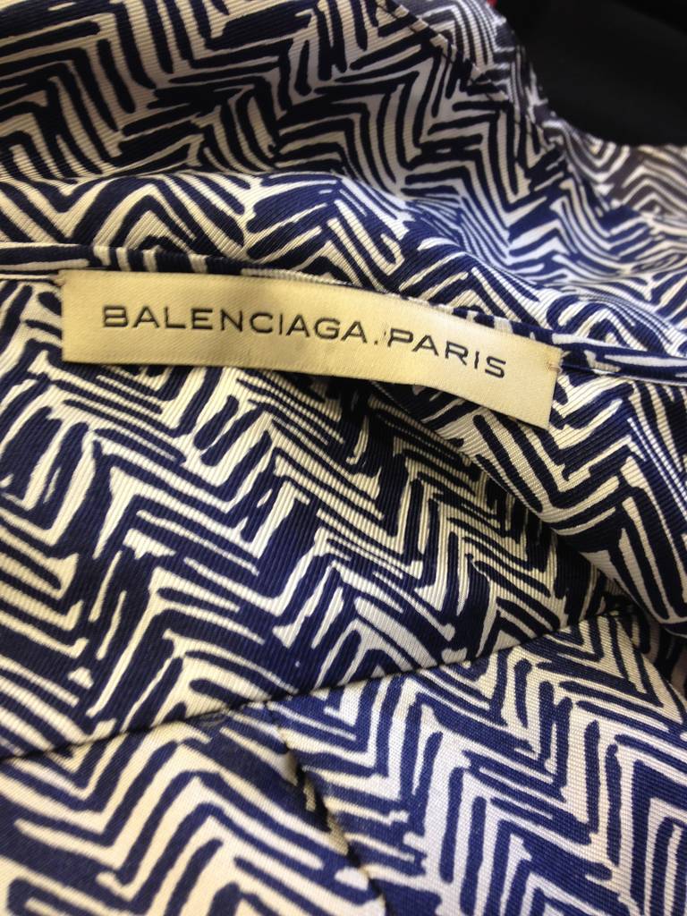 Balenciaga Navy and White Ruffled Blouse For Sale 2