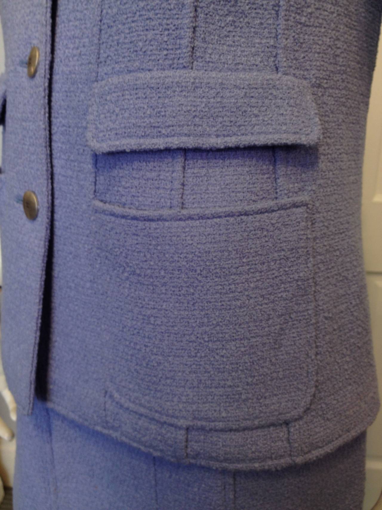 Chanel Periwinkle Blue Tweed Skirt Suit In Excellent Condition For Sale In San Francisco, CA
