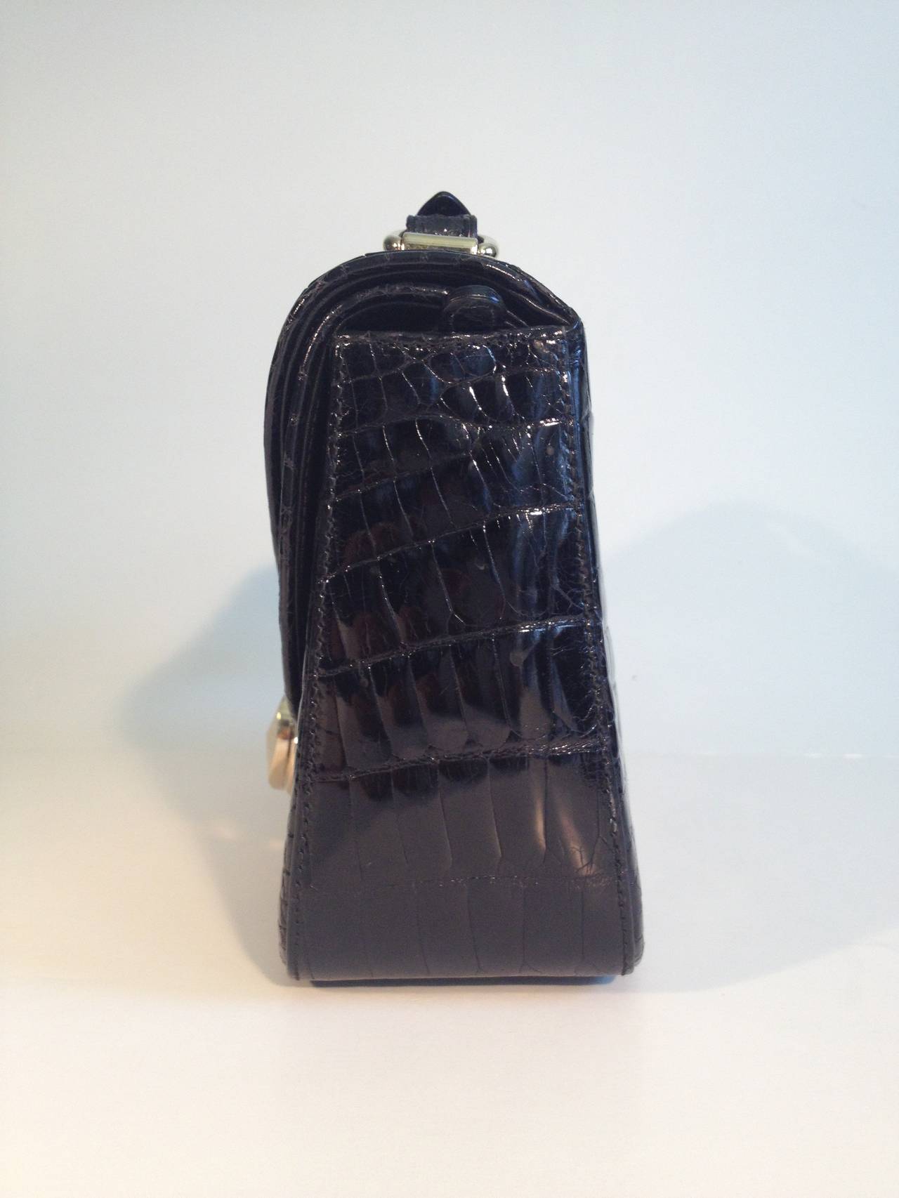 Christian Dior Black Crocodile Handbag In Good Condition In San Francisco, CA