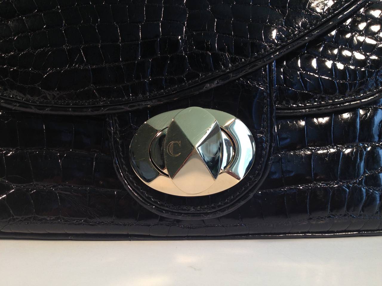 Christian Dior Black Crocodile Handbag 2
