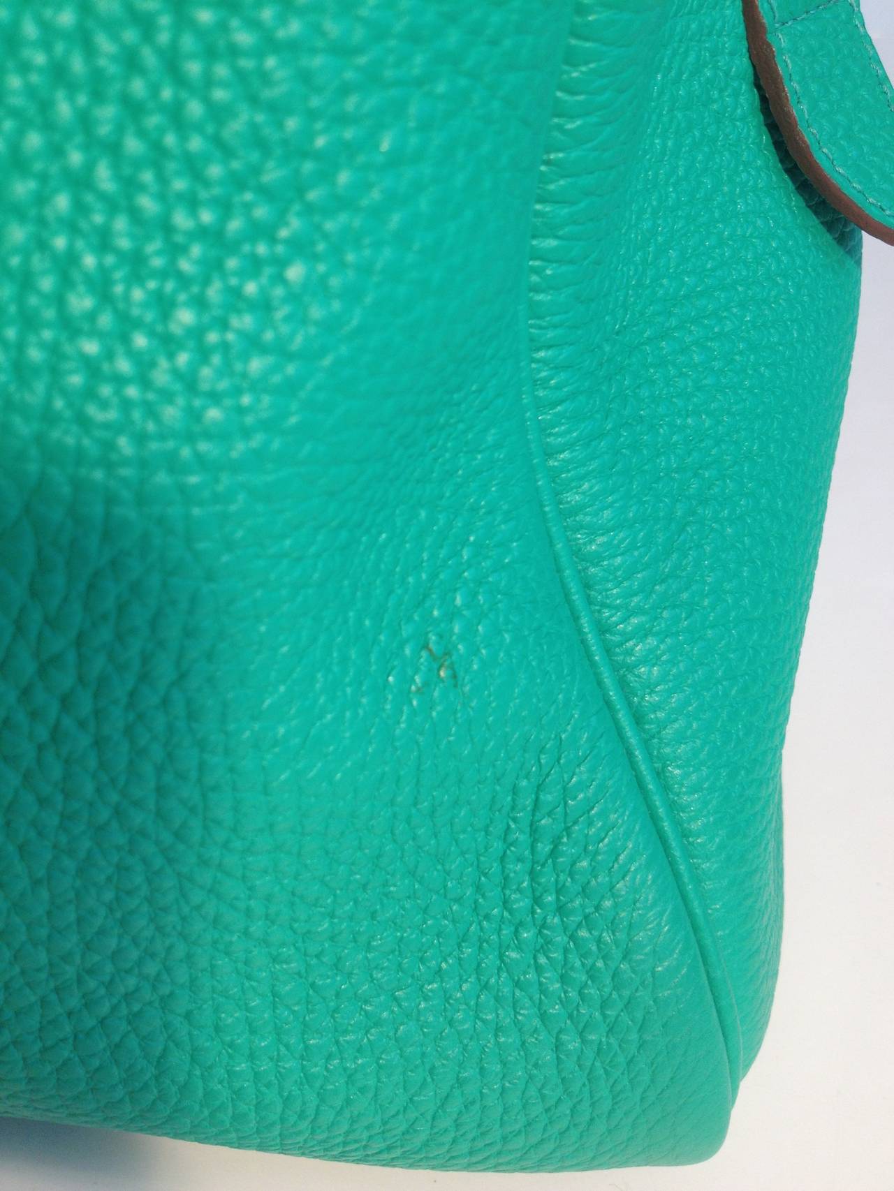 Hermes Teal Leather Victoria II In Excellent Condition In San Francisco, CA