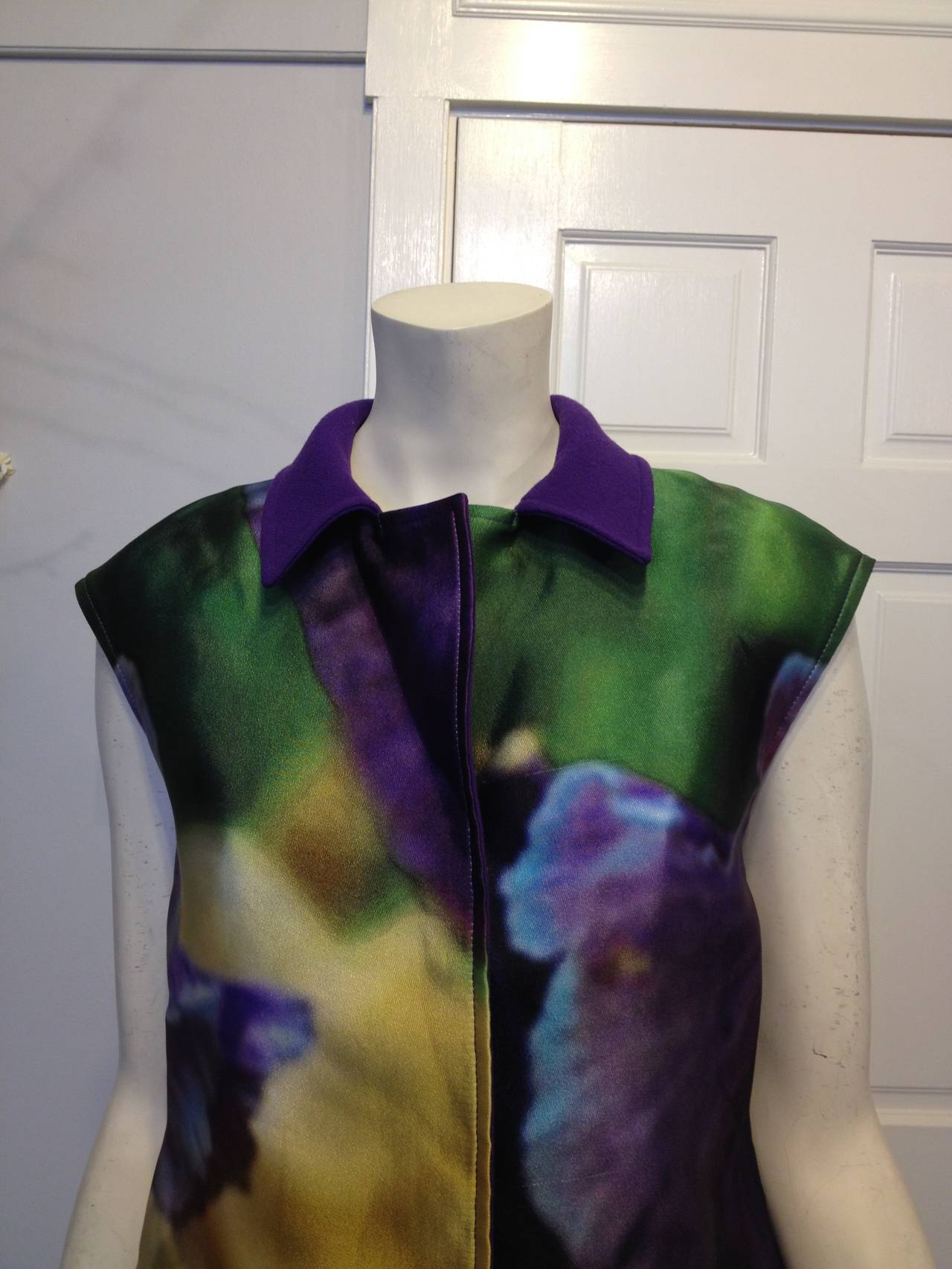 Women's Oscar de la Renta Purple Multicolored Silk Vest