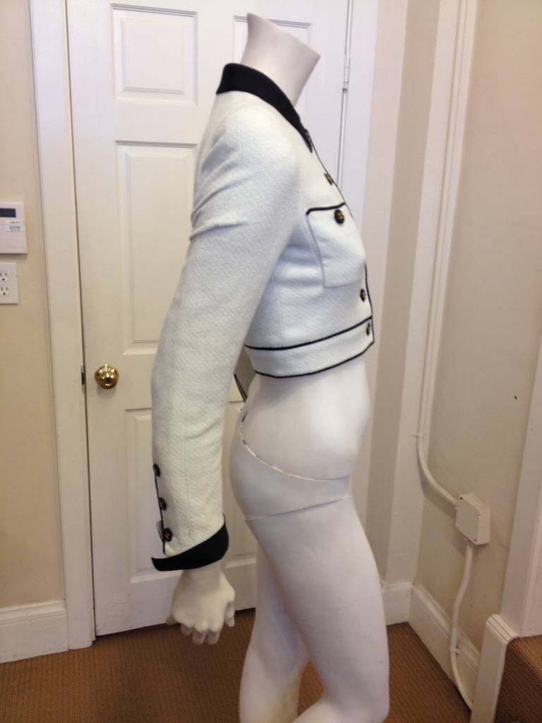 Women's Chanel Light Blue and Black Cropped Jacket