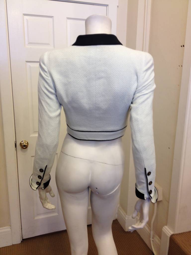Chanel Light Blue and Black Cropped Jacket 2