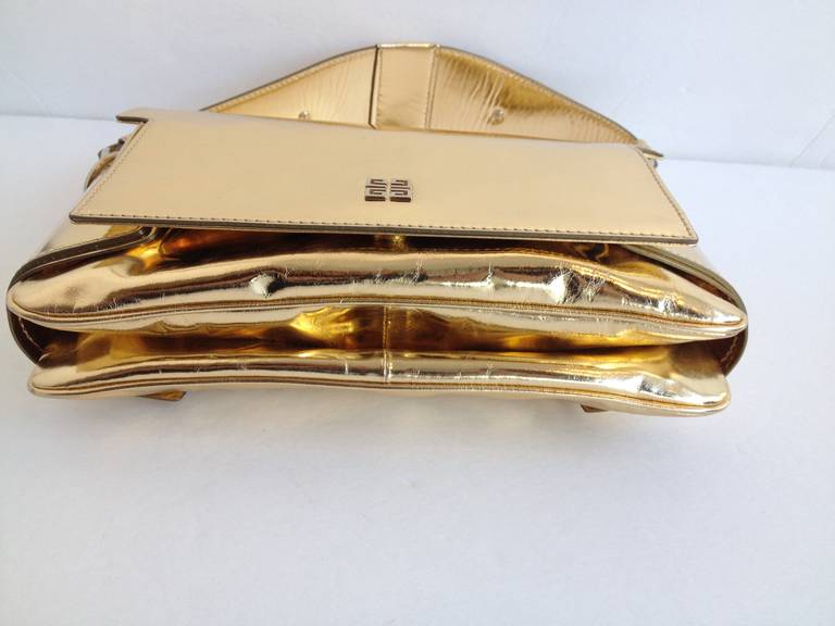 Brown Givenchy Gold Metallic Messenger Bag