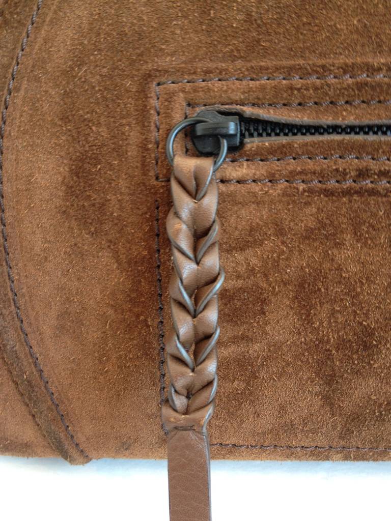 Cline Brown Suede Luggage Handbag at 1stdibs  