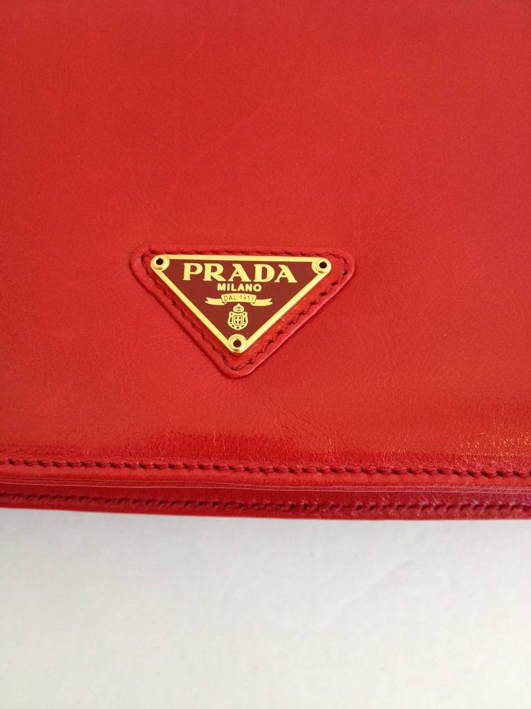 Women's Prada Red Leather Foldover Clutch