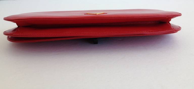 Prada Red Leather Foldover Clutch at 1stdibs
