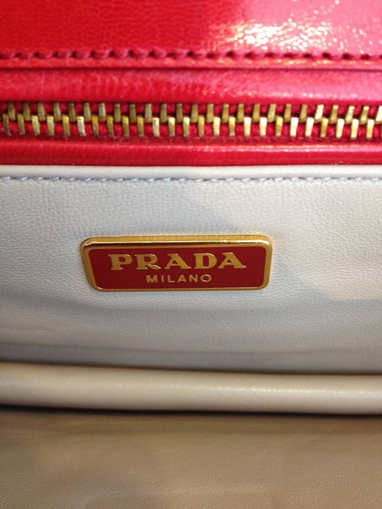 Prada Red Leather Foldover Clutch 2