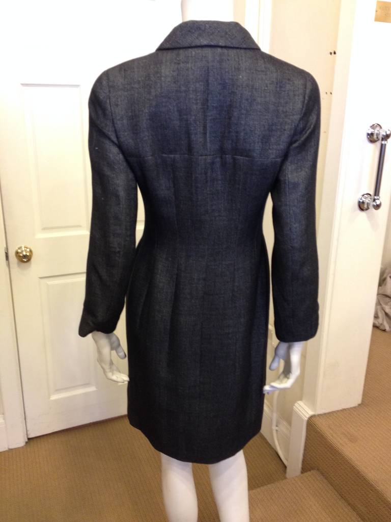 Chanel Charcoal Grey Lurex Coat In Excellent Condition In San Francisco, CA