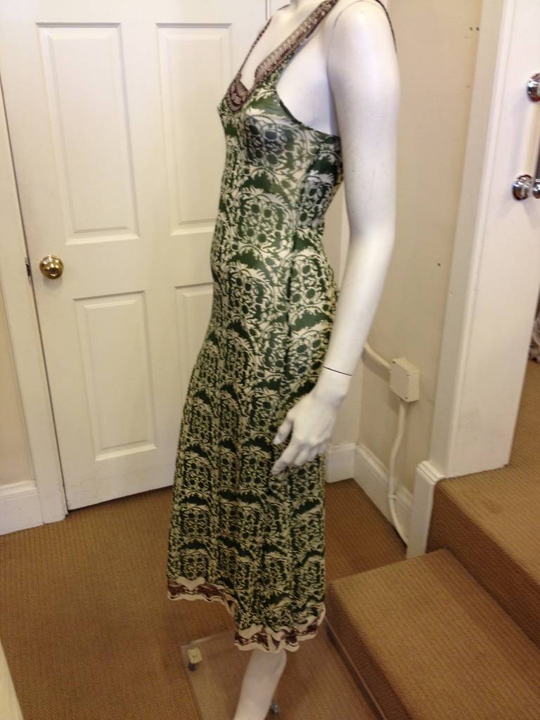 Jean Paul Gaultier Green Patterned Mesh Dress In Excellent Condition In San Francisco, CA