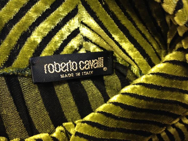 Roberto Cavalli Lime Green Velvet Burnout Suit 3