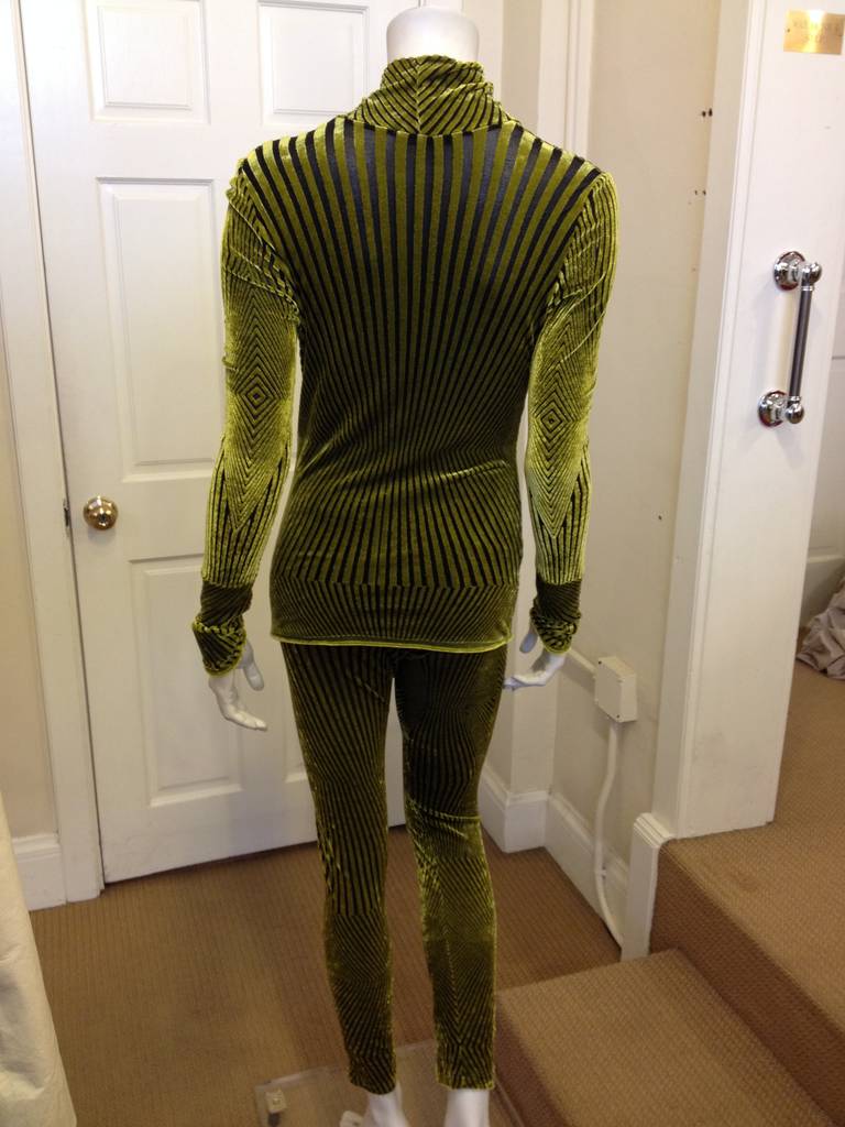 Women's Roberto Cavalli Lime Green Velvet Burnout Suit