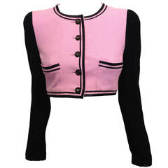 Chanel Pink and Black Cropped Jacket