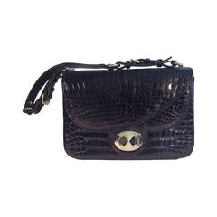 Vintage Christian Dior Black Crocodile Handbag