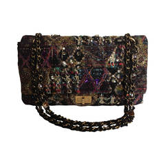 Chanel Multicolor Embellished Tweed Runway Bag