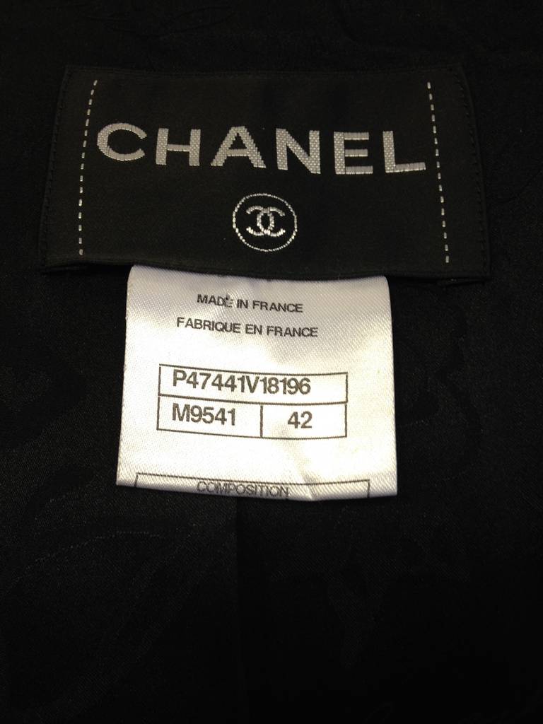 Chanel Black Silver Trimmed Coat For Sale 5