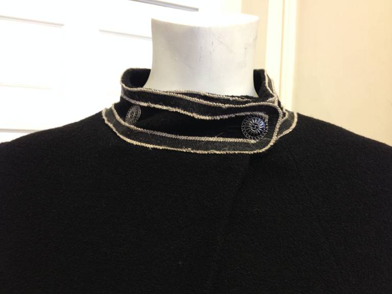 Women's Chanel Black Silver Trimmed Coat For Sale