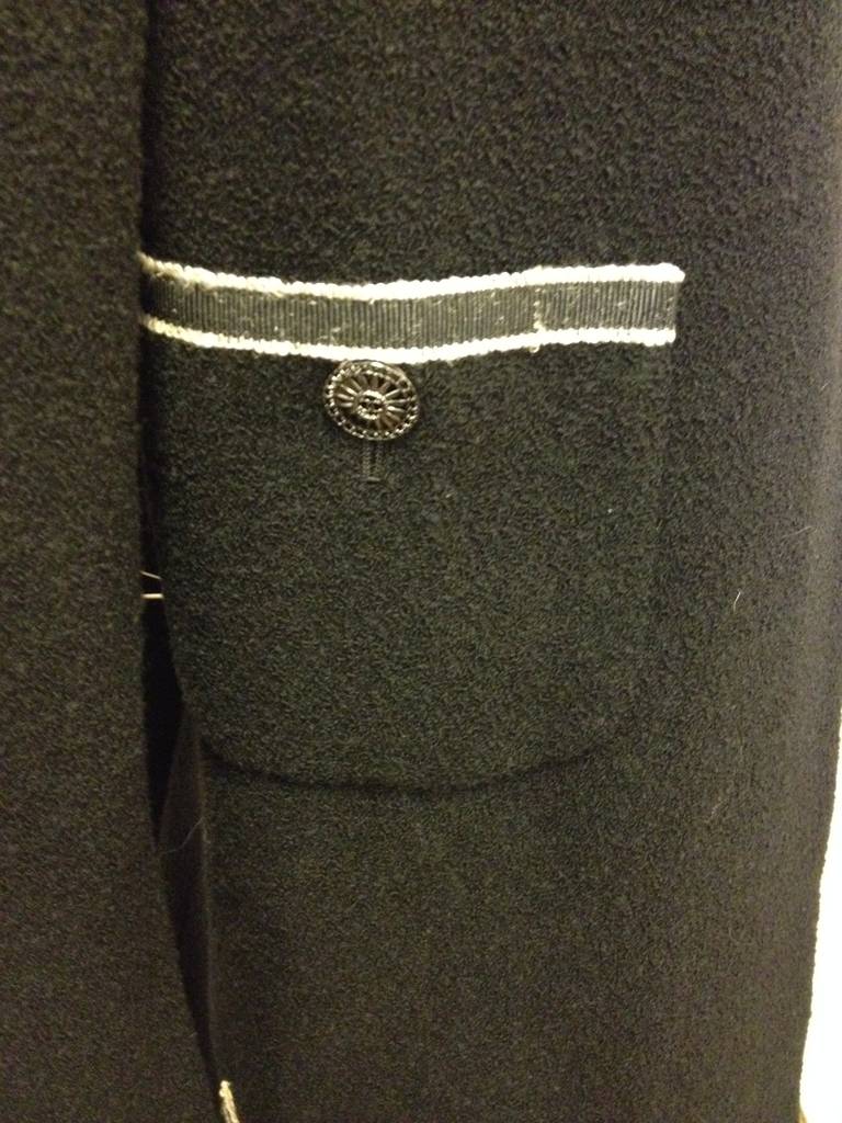 Chanel Black Silver Trimmed Coat For Sale 2