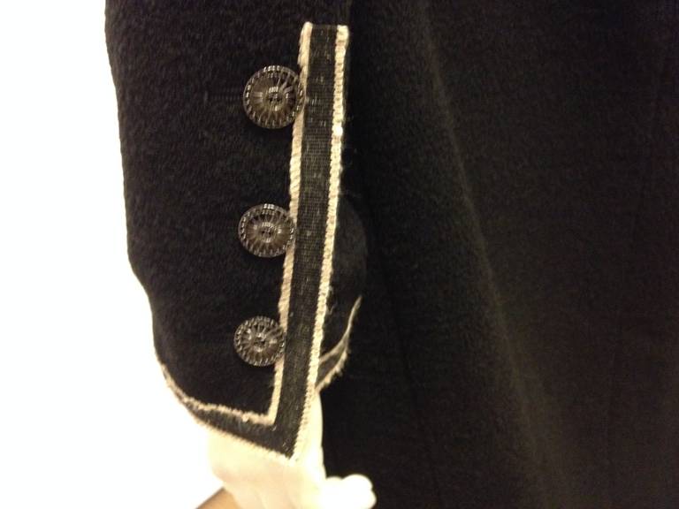 Chanel Black Silver Trimmed Coat For Sale 3