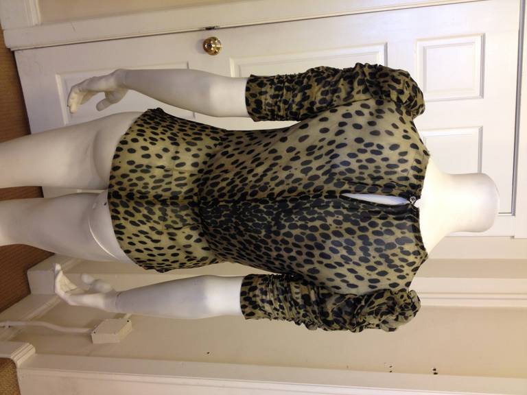 Isabel Marant Olive Leopard Print Blouse In Excellent Condition In San Francisco, CA