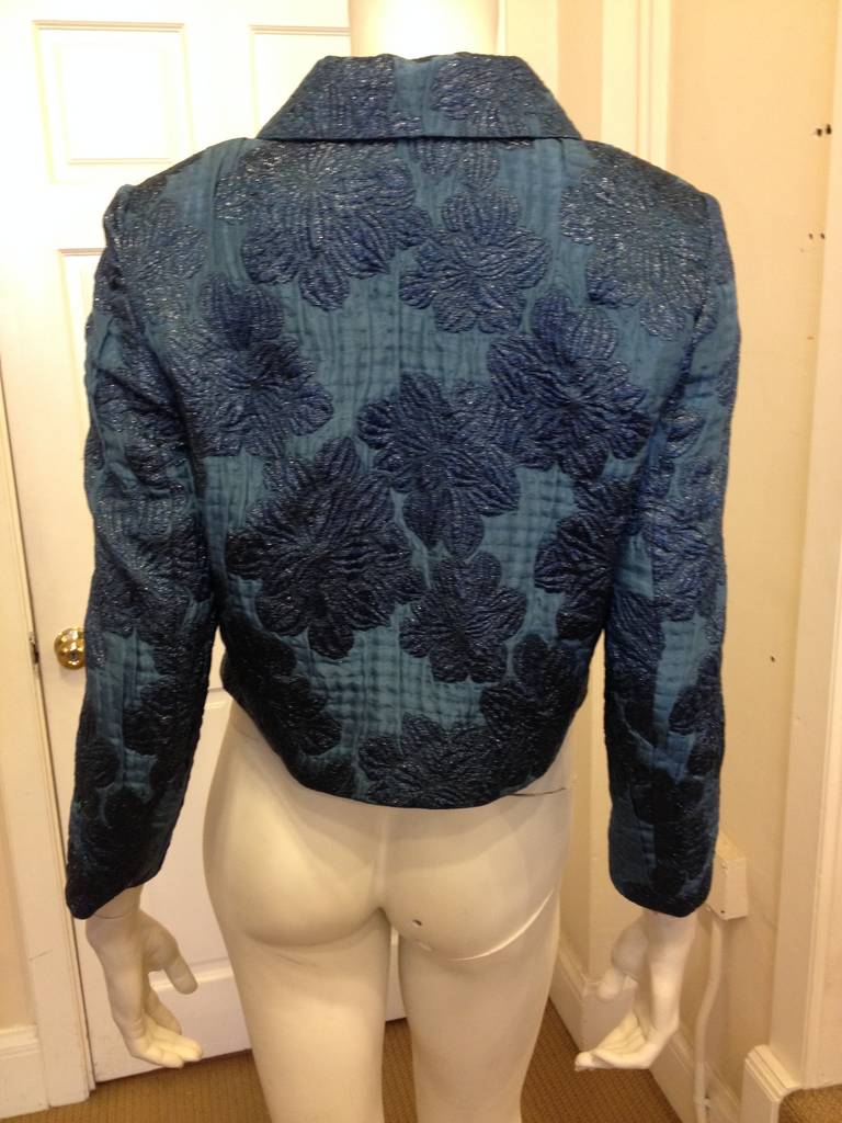 Proenza Schouler Teal Sparkly Jacket In Excellent Condition In San Francisco, CA
