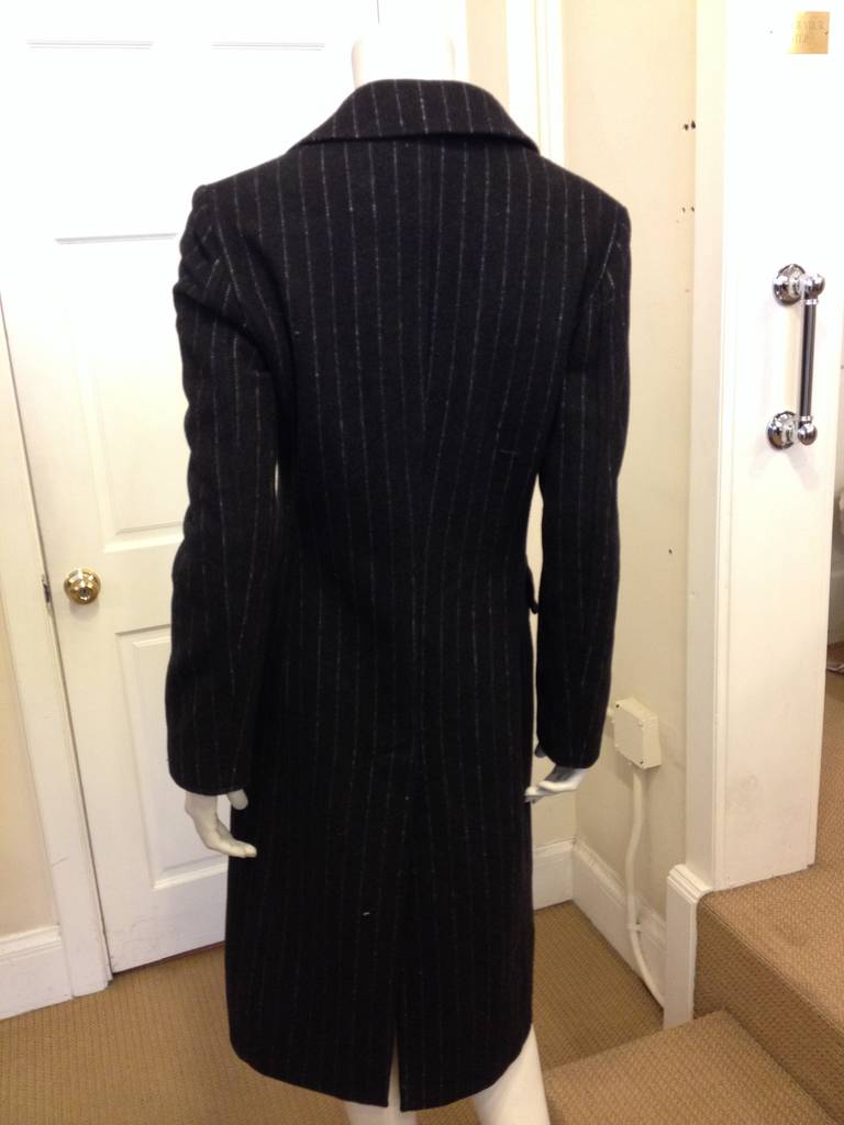 Women's Alberta Ferretti Charcoal Pinstriped Wool Coat