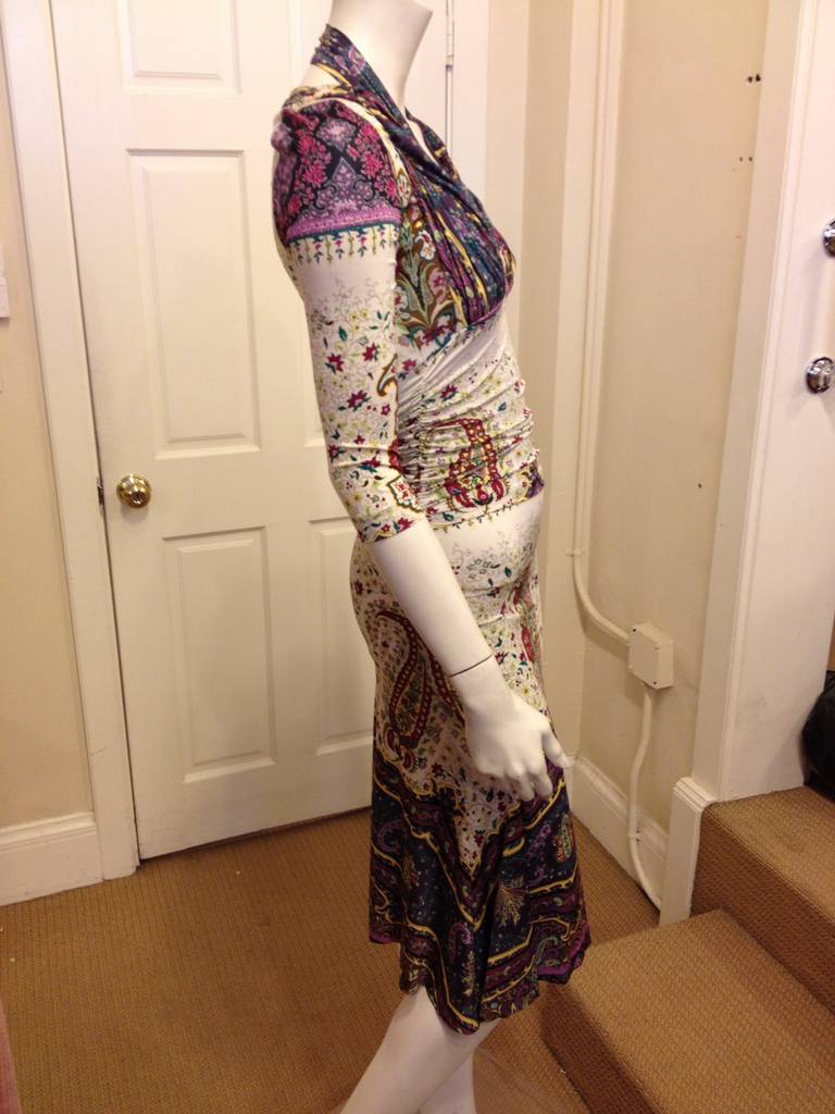 White Etro Cream and Purple Paisley Dress