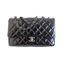 Chanel Black Patent Jumbo Classic Flap Bag
