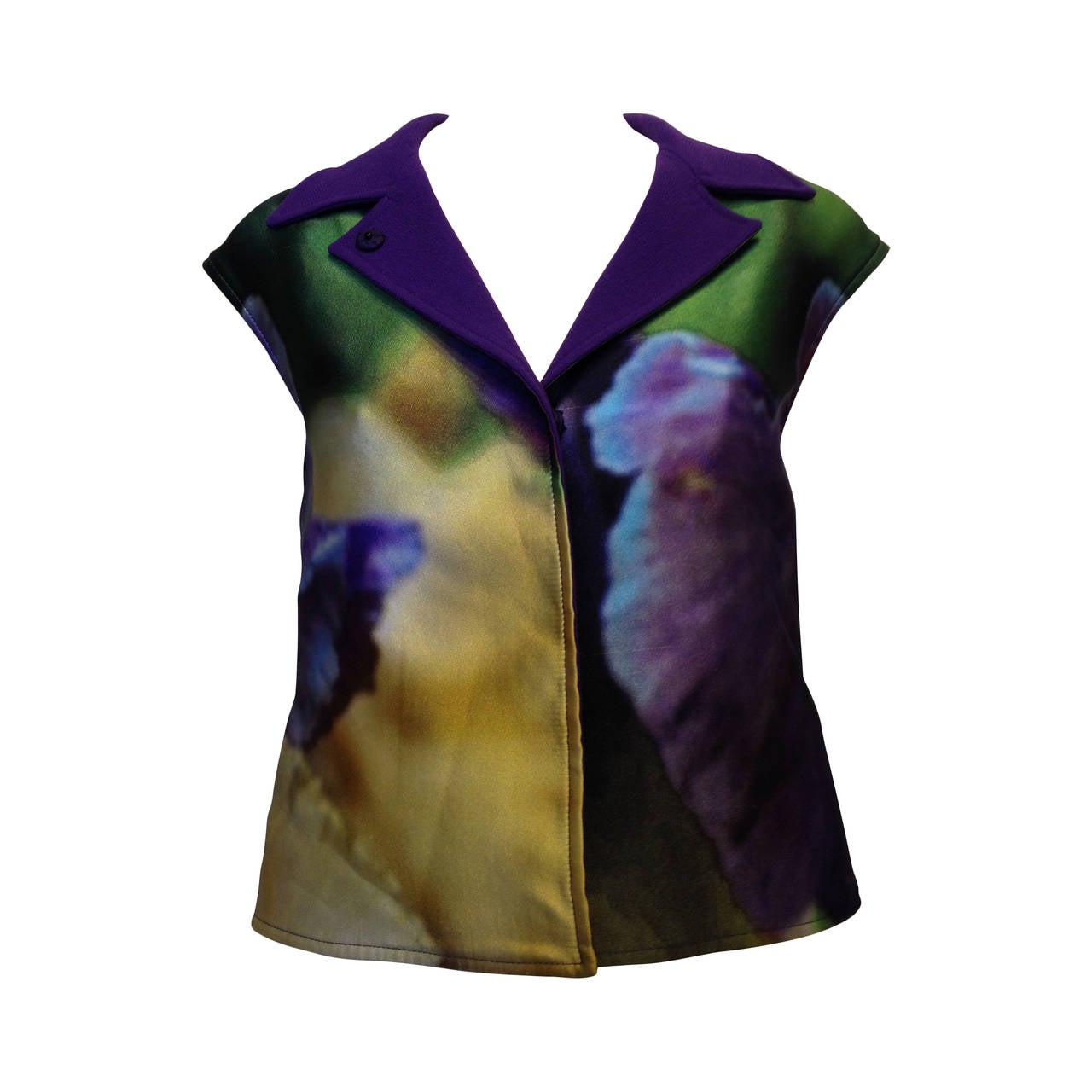 Oscar de la Renta Purple Multicolored Silk Vest
