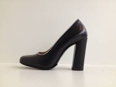 Dries van Noten Black Leather Rhinestone Pumps