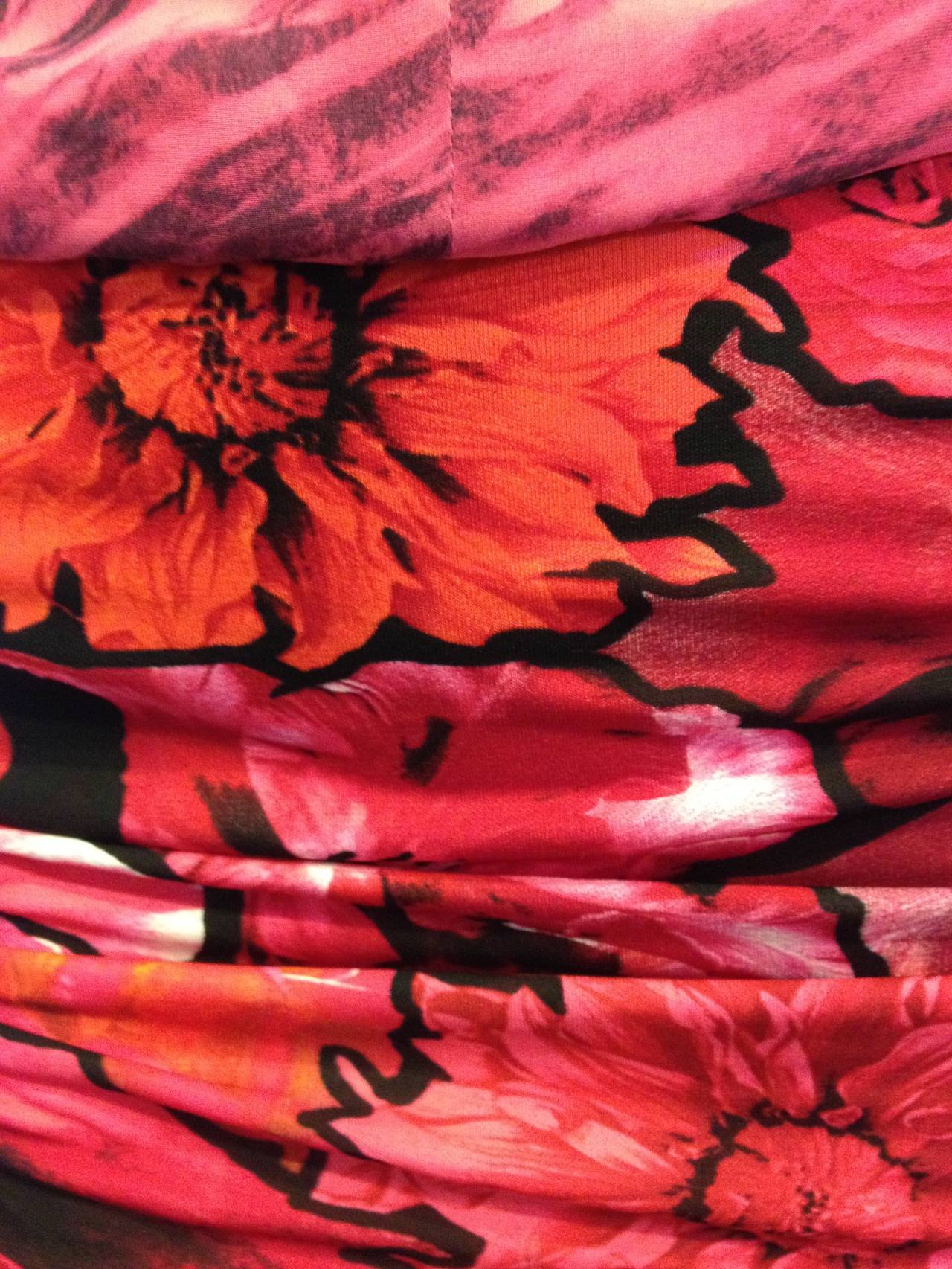 Roberto Cavalli Fuchsia and Red Floral Dress 1