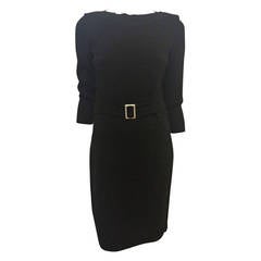 Chanel Black Knit Dress with Gold Belt