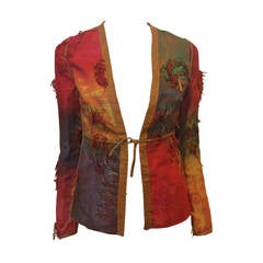 Fendi Red and Green Frayed Jacket