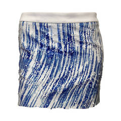 Kenzo Blue and White Sequin Miniskirt