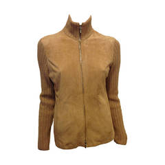 Loro Piana Tan Leather and Cashmere Jacket