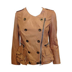 3.1 Phillip Lim Tan Leather Jacket with Ruffle